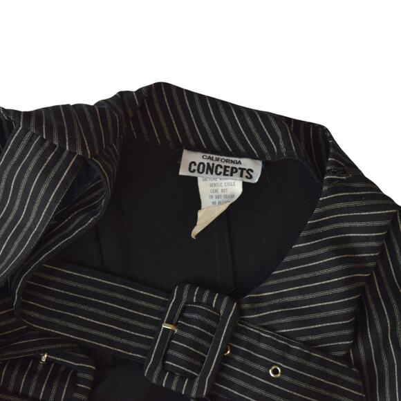 Vintage Black Pinstripe Sheath Dress with Buckled Straps - Size ML - Picture 4 of 7